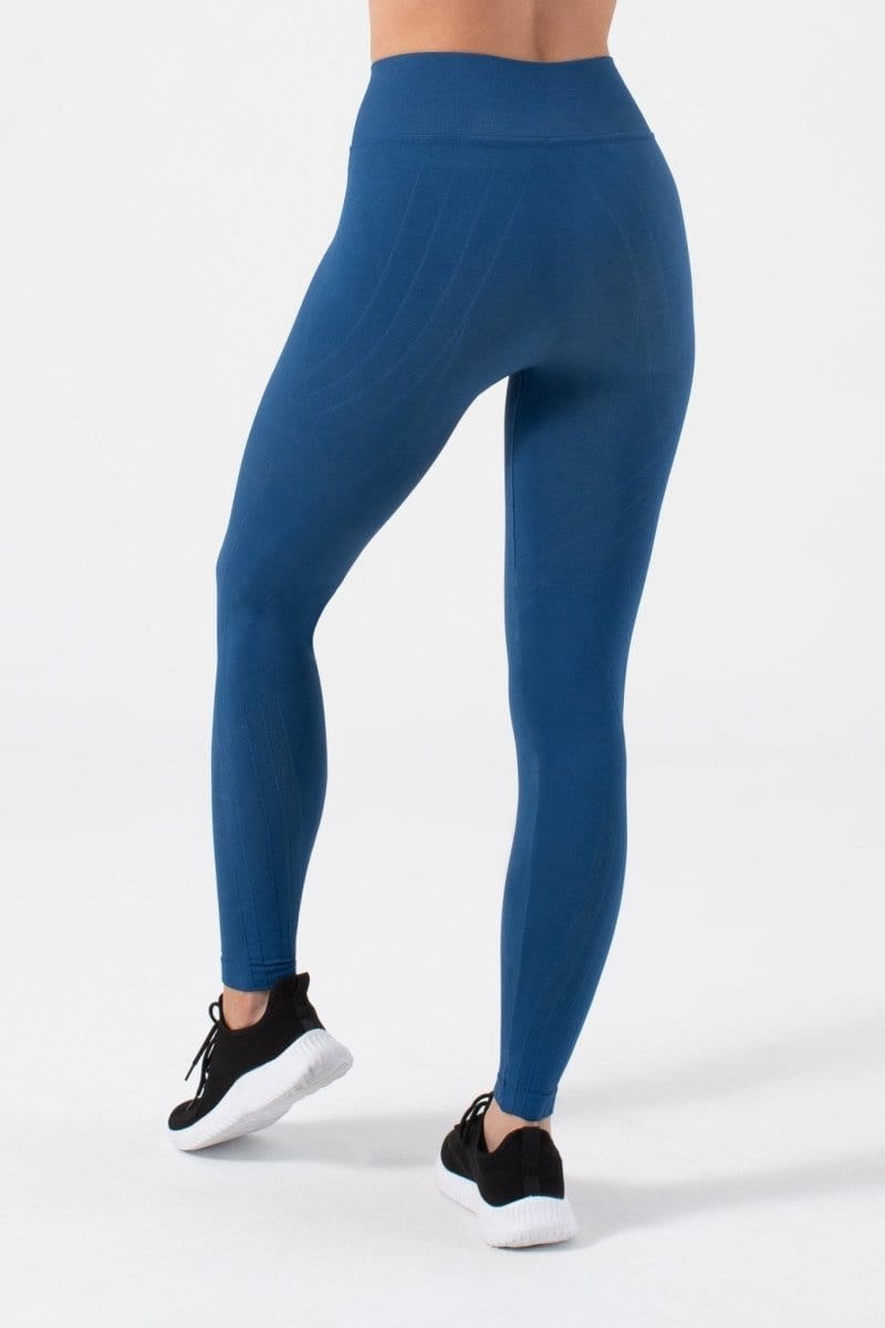 Ribbed High Waisted Seamless Scrunch Bum Leggings in Cool Blue with Ne –  hxmefitness