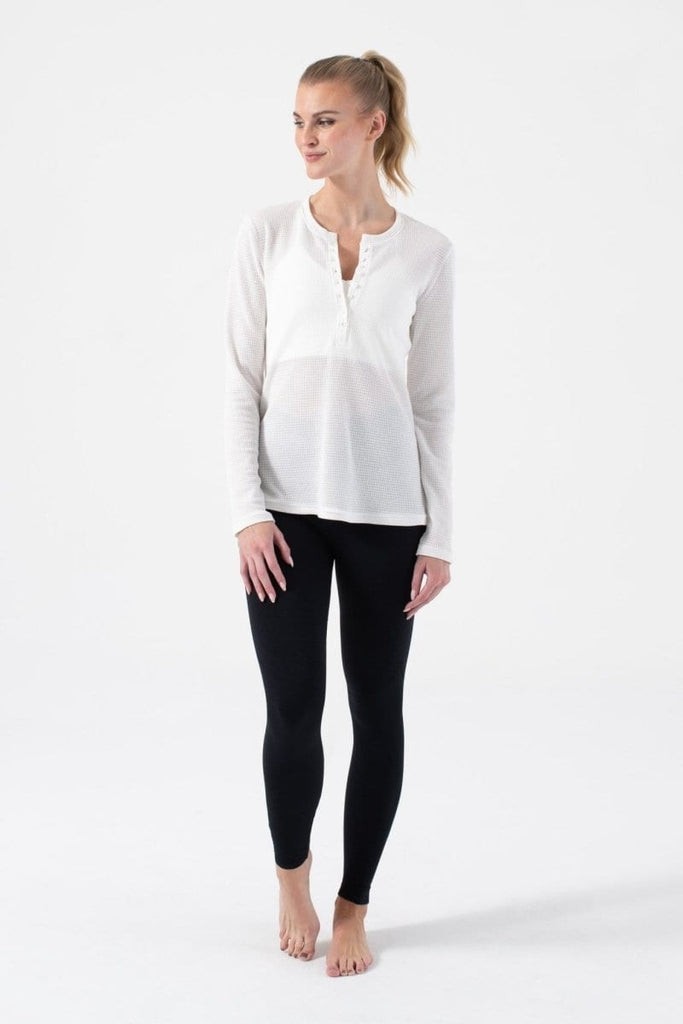 Henley Long Sleeve T0424:T0424-White-XS - NUX