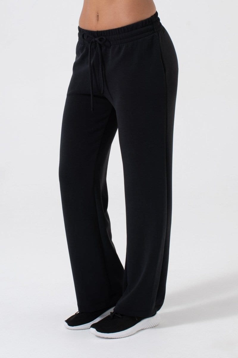 Black Woven Drawstring Pants, Women's Bottom